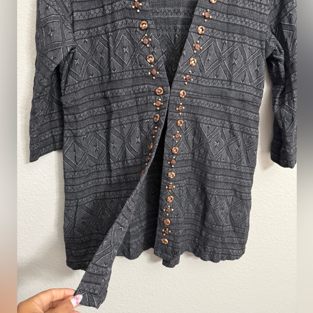 Soft surroundings Beatrice Topper Tribal beaded Trim Cardigan - Picture 6 of 9